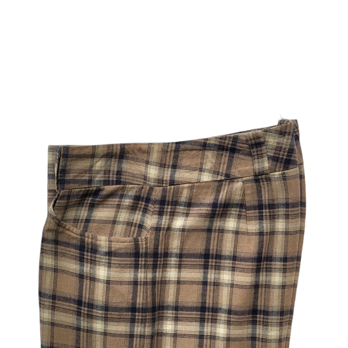 Pantalón mujer café cuadros tiro alto recto talla L