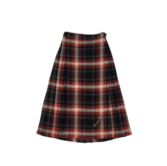 Falda mujer Pure new wool rojo y negro  escocesa Largo midi talla 10