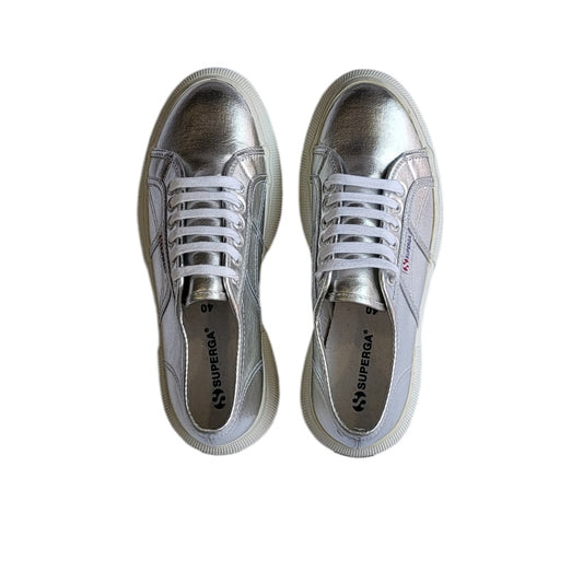 Tenis mujer Superga Plateado Plataforma blanca talla 40