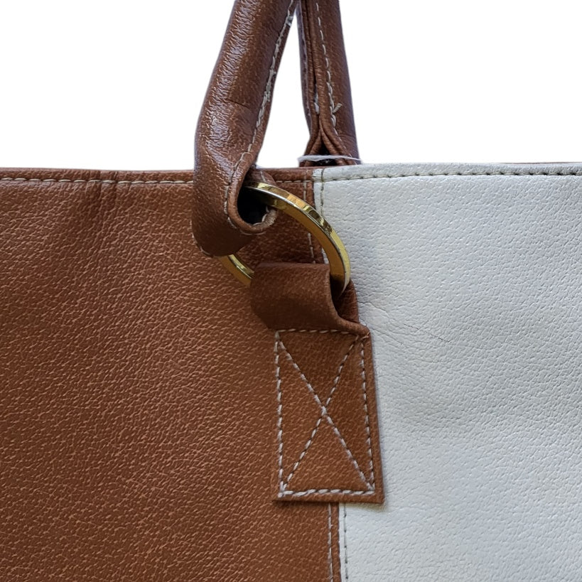 Cartera mujer camel y blanco