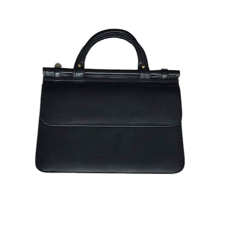 Cartera vintage mujer negra con vinotinto tipo baúl