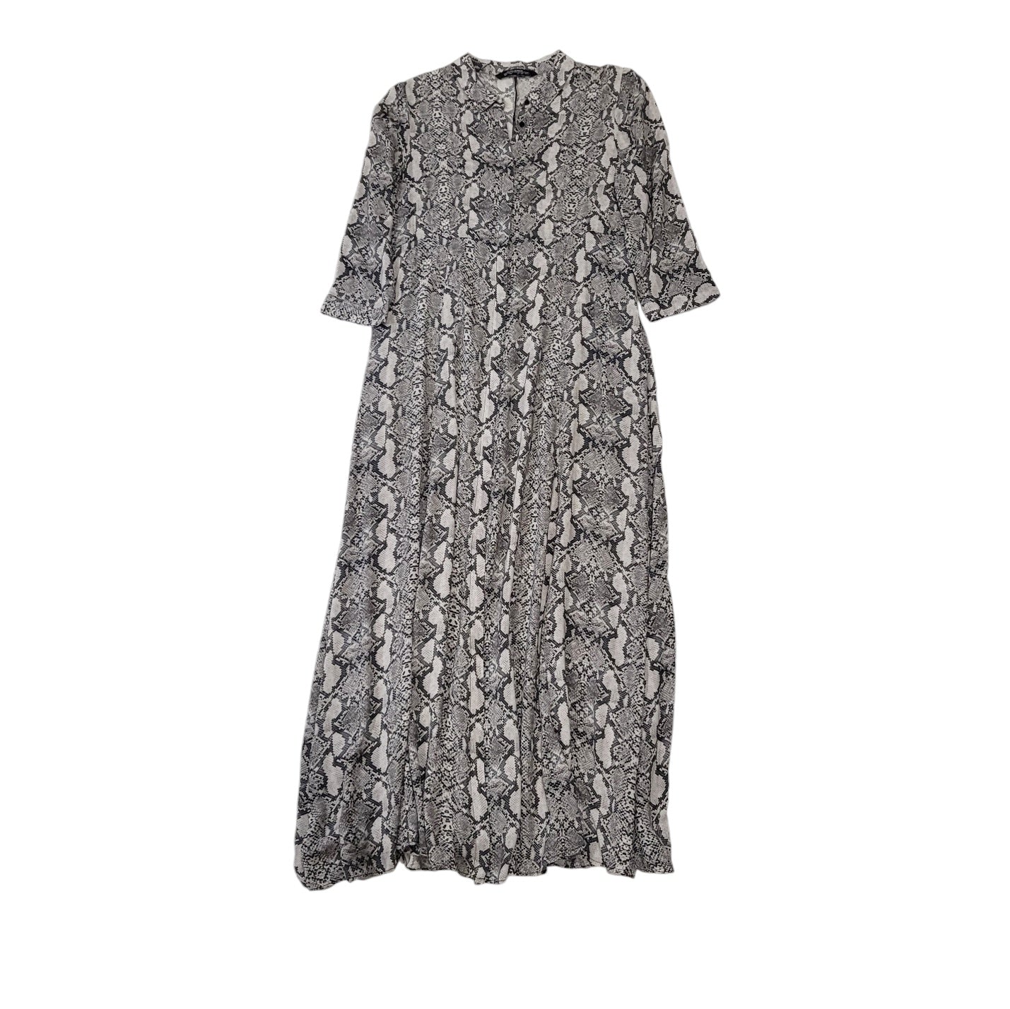 Vestido mujer Zara gris camisero estampado pitón manga larga Largo largo  talla L